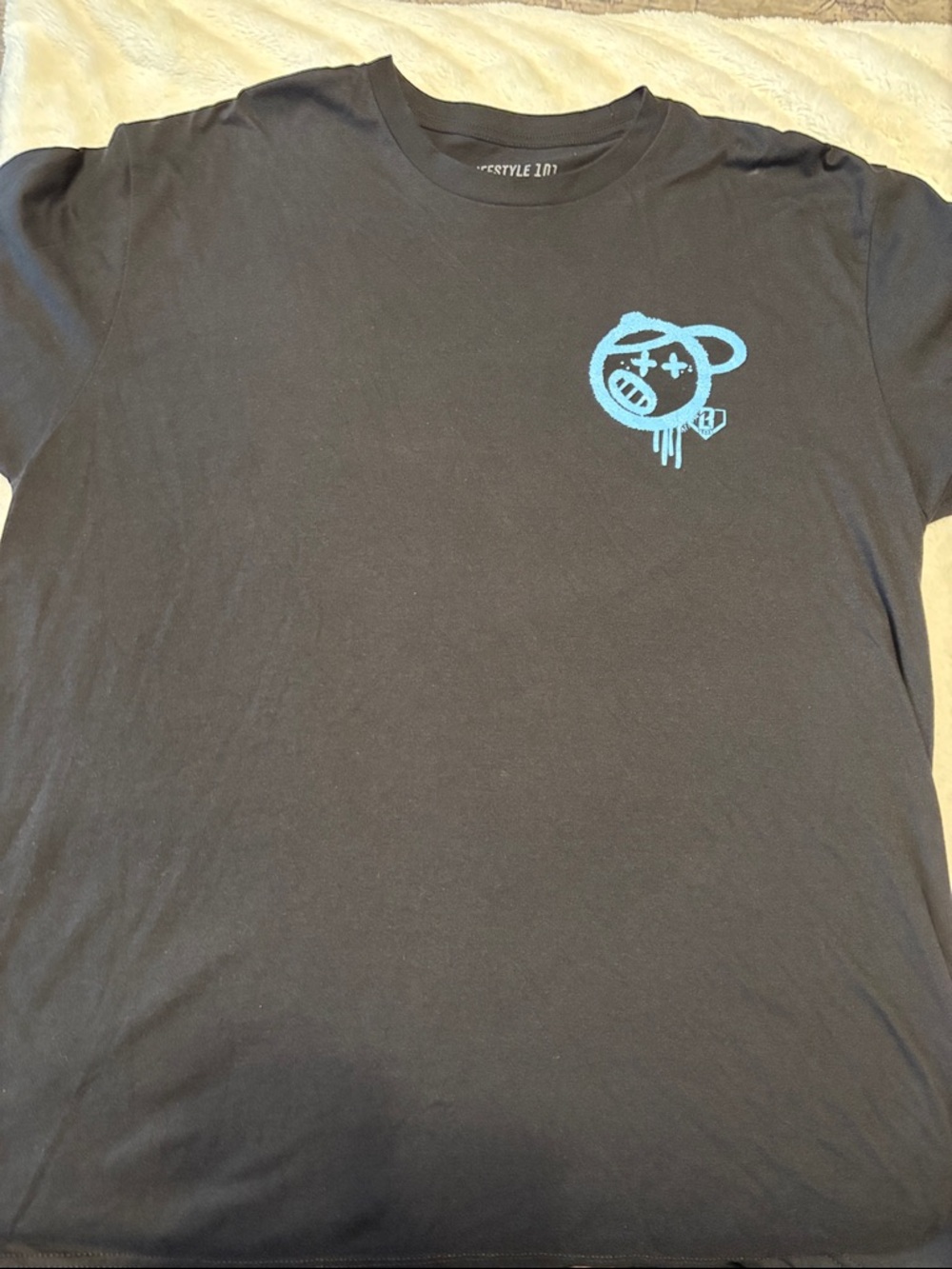 Men's Black Graphic T-Shirt with Blue Logo